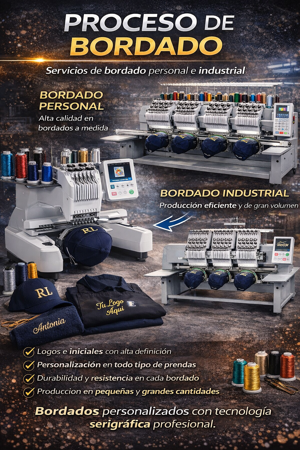 Proceso de bordado en prendas personalizadas